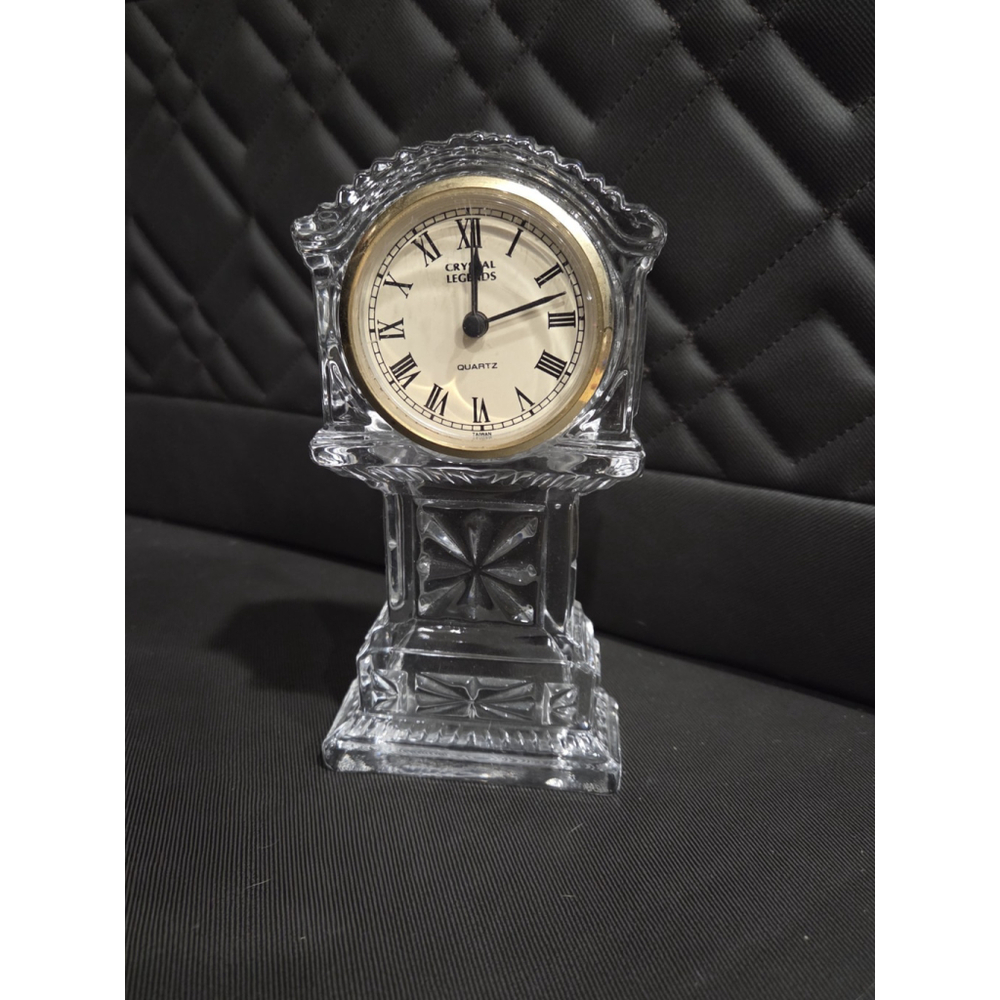 Vtg Godinger Crystal Legends Quartz Clock Tabletop Grandfather 24% Lead Crystal